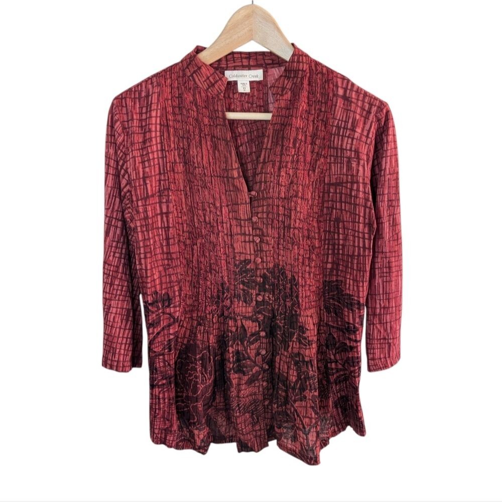 Coldwater Creek Embroidered Blouse Red XS (4)